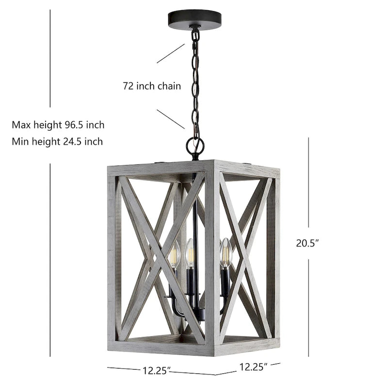 Suspension SAFAVIEH Lighting Lapin - 31,1 cm (L) x 31,1 cm (l) x 183 cm (H) - Noir - 30,5 cm (L) x 30,5 cm (P) x 185 cm (H)