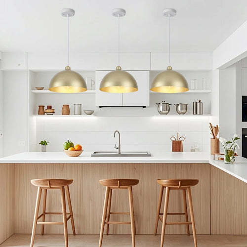 1 - Light 11.8  W Single Dome Pendant for Kitchen Island Dining Room (Set of 3) - W 11.81 in