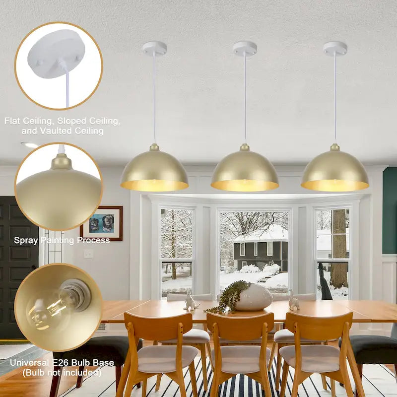 1 - Suspension à dôme simple de 11,8 W pour îlot de cuisine ou salle à manger (ensemble de 3) - L 11,81 po