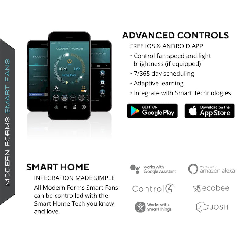 Ventilateur de plafond intelligent Aura pour intérieur ou extérieur, 8 pales, 60 pouces - 60