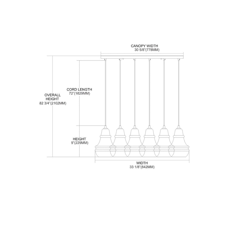 Suspension linéaire à 6 lumières Elk Lighting Marlow Park en bronze huilé