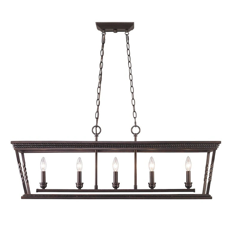 Golden Lighting Davenport Etruscan Bronze 5-light Linear Pendant