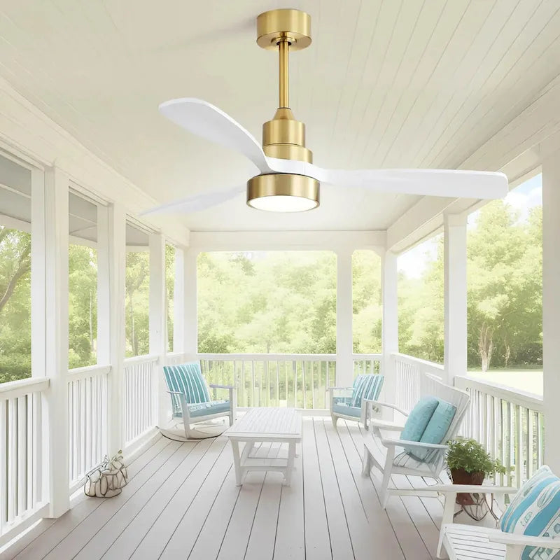 Ventilateur de plafond moderne de 122 cm (48 pouces) avec éclairage, 3 pales en bois, moteur silencieux et réversible, télécommande