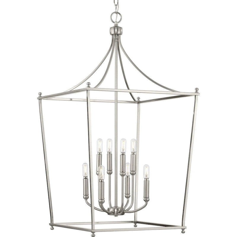 Parkhurst Collection Eight-Light New Traditional Brushed Nickel Chandelier Foyer Light - 20 in x 20 in x 36 in