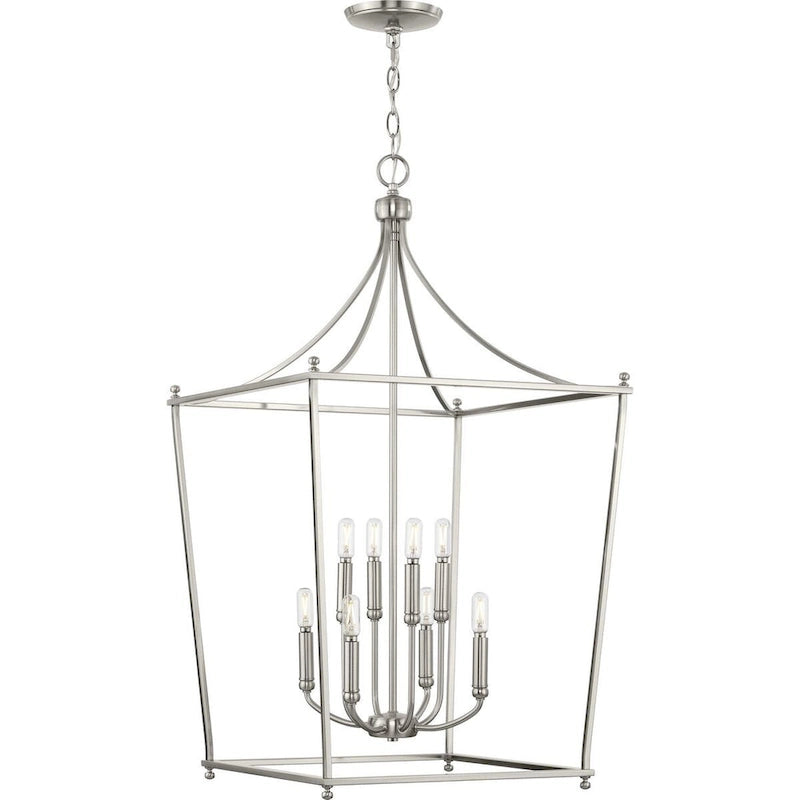 Lustre Parkhurst Collection à huit lumières, style néo-traditionnel, finition nickel brossé, pour hall d'entrée - 51 cm x 51 cm x 91 cm