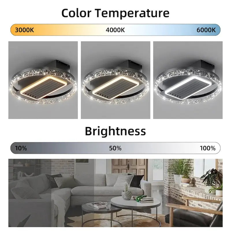 20 inch Modern Leafless Ceiling Fan with Remote Control Removable and Washable, Reversible Motor